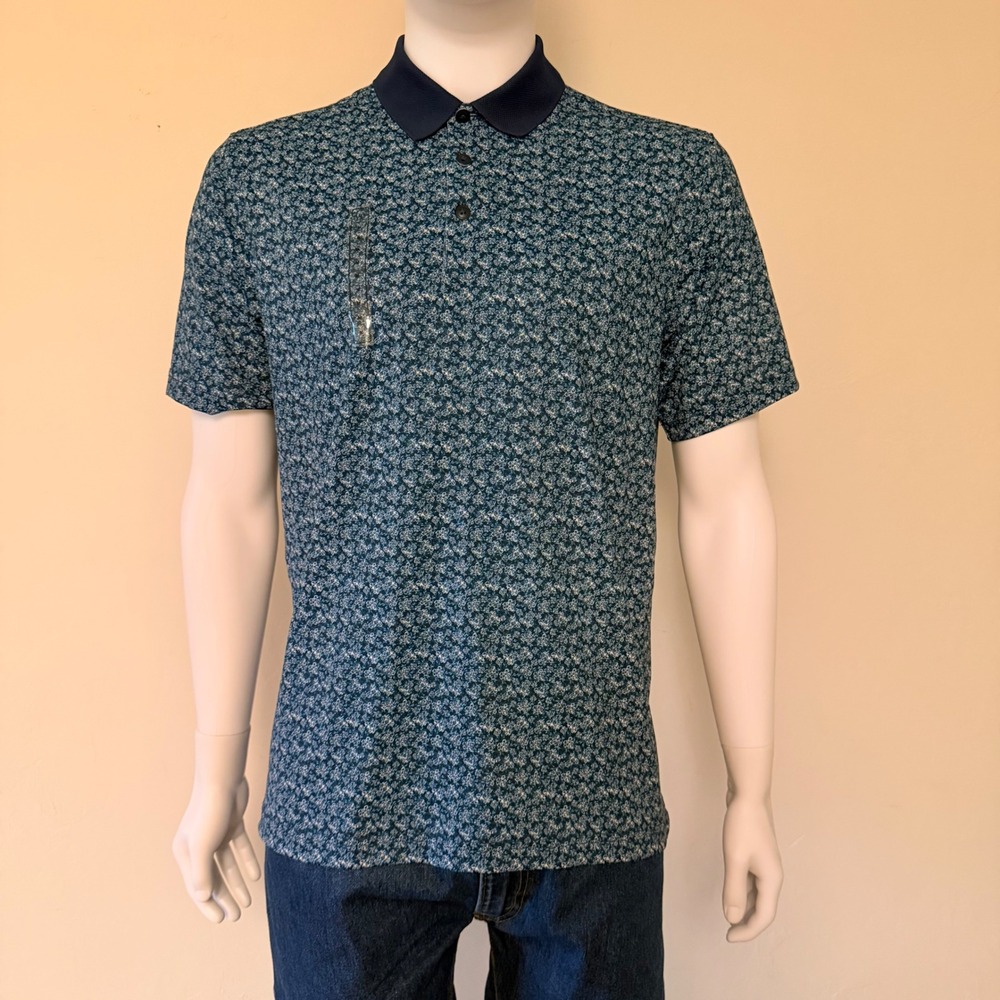 NWT Walter Hagen Mens Performance 11 Golf Polo Shirt Floral Navy Blue White M